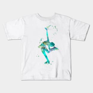 Figure Skating Watercolor Painting 2 Kids T-Shirt